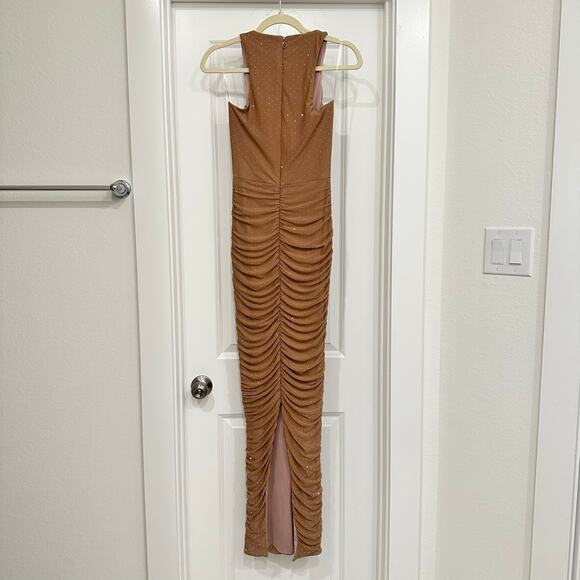 NWT Nookie Crystal Halter Maxi Dress in Nude Size Small - Picture 6 of 7